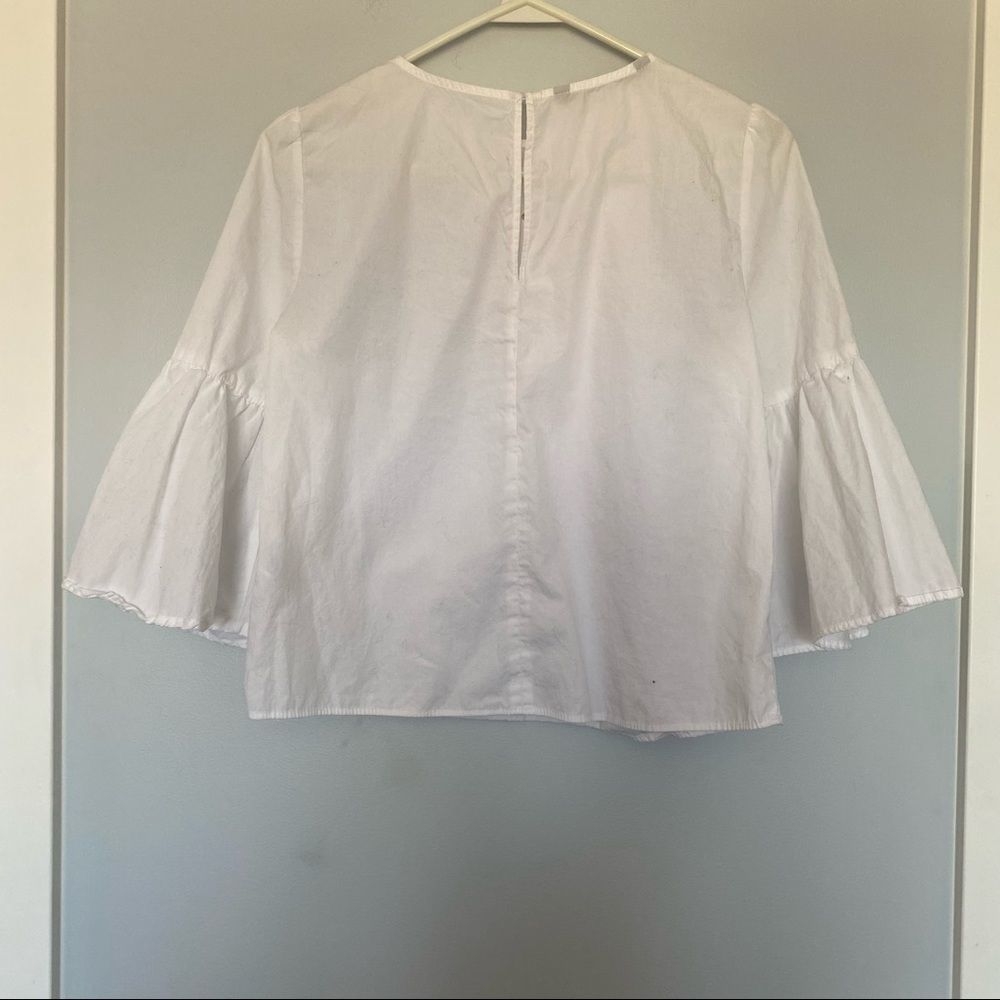 Zara white pearl top with bell sleeve XS VGUC - Picture 6 of 8